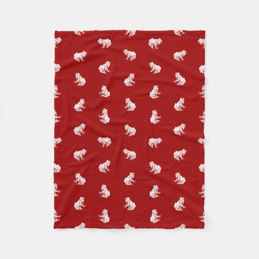 ヴィンテージのカエルのプリントパターンカエルの芸術のデザインの赤 フリースブランケット (正面)