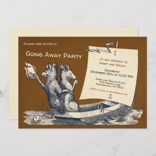 ヴィンテージのカスタマイズ可能な遠くにパーティの招待状 招待状 (正面/裏面)