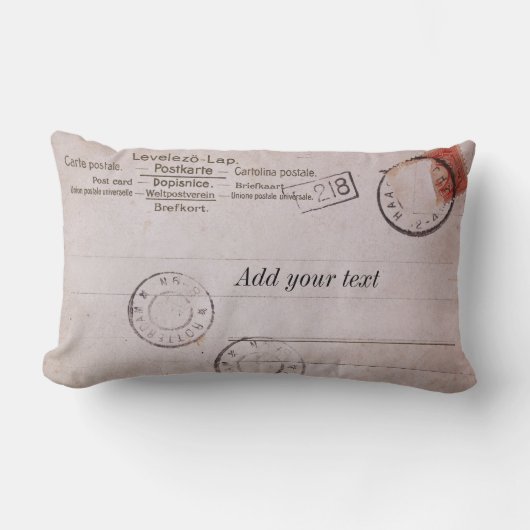 ヴィンテージのカスタマイズ可能な郵便はがきのデザイン ランバークッション (正面)