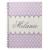 ヴィンテージのカスタムでパーソナライズな紫色の水玉模様 ノートブック (正面)