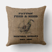 ヴィンテージのカスタムなバーラップの供給及び種の広告 クッション (裏面)