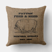 ヴィンテージのカスタムなバーラップの供給及び種の広告 クッション (裏面)