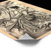 ヴィンテージのカッコいい侍はタトゥーと戦う ポスター (角)