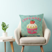 ヴィンテージのカップケーキの印のイラストレーション クッション (椅子)