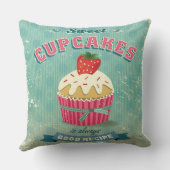 ヴィンテージのカップケーキの印のイラストレーション クッション (裏面)