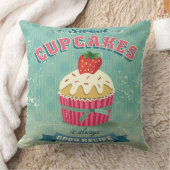 ヴィンテージのカップケーキの印のイラストレーション クッション (ブランケット)