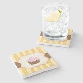 ヴィンテージのカップケーキの背景 ストーンコースター (横)