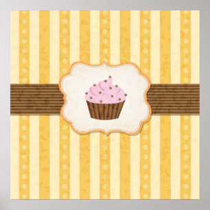 ヴィンテージのカップケーキの背景 ポスター