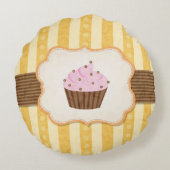 ヴィンテージのカップケーキの背景 ラウンドクッション (裏面)