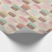 ヴィンテージのカップケーキの誕生日 ラッピングペーパー (角)