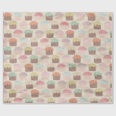 ヴィンテージのカップケーキの誕生日 ラッピングペーパー (フラット)