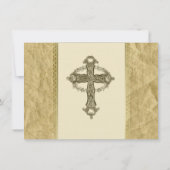 ヴィンテージのカトリック教の十字のパーソナライズ感謝していしています サンキューカード (裏面)
