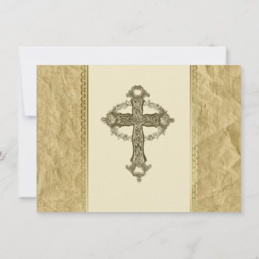 ヴィンテージのカトリック教の十字のパーソナライズ感謝していしています サンキューカード (裏面)