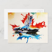 ヴィンテージのカナダのカエデの葉旅行愛水彩画 ポストカード (正面/裏面)