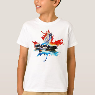 ヴィンテージのカナダのカエデの葉旅行愛水彩画 Tシャツ