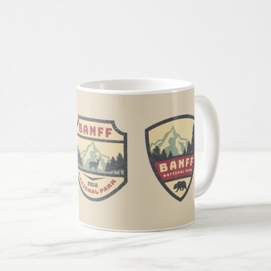 ヴィンテージのカナダの国立公園のBanffの記念品 コーヒーマグカップ (正面右)