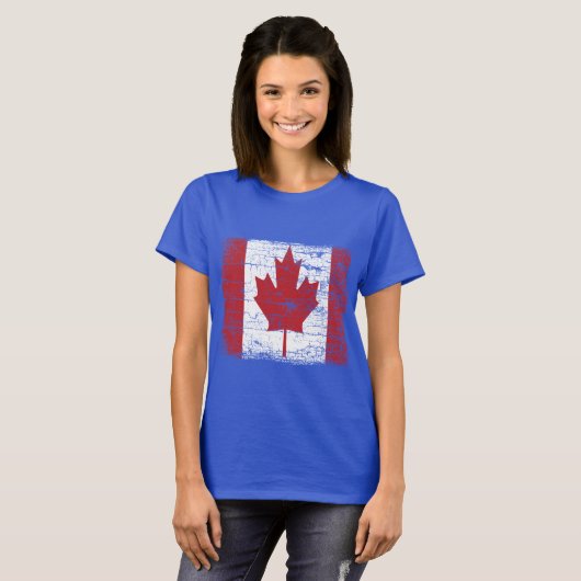 ヴィンテージのカナダの旗のTシャツの設計 Tシャツ (正面フル)