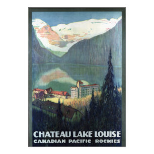 ヴィンテージのカナダ人のロッキー山脈Lake Louise旅行 フォトプリント