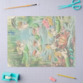 ヴィンテージのカニと魚の人魚航海の 薄葉紙 (クラフト)