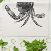 ヴィンテージのカニのアンティークによってはパーソナライズなテンプレートが斜め飛行します キッチンタオル (折り畳み)