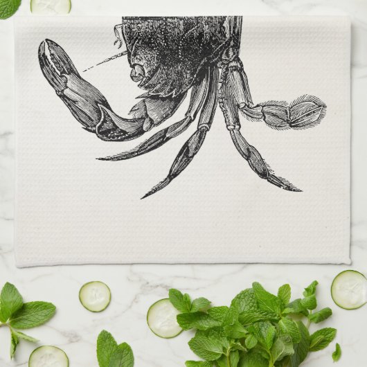 ヴィンテージのカニのアンティークによってはパーソナライズなテンプレートが斜め飛行します キッチンタオル (折り畳み)