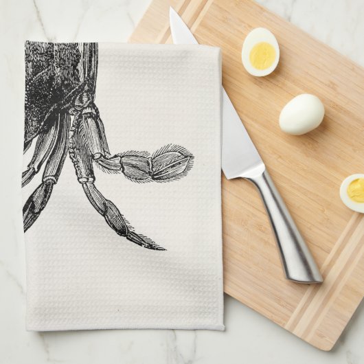 ヴィンテージのカニのアンティークによってはパーソナライズなテンプレートが斜め飛行します キッチンタオル (四つ折り)