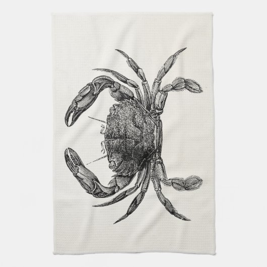 ヴィンテージのカニのアンティークによってはパーソナライズなテンプレートが斜め飛行します キッチンタオル (縦)