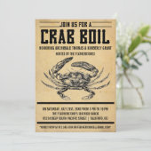 ヴィンテージのカニの沸騰パーティの招待状 招待状 (スタンド正面)