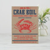 ヴィンテージのカニの沸騰パーティの招待状 招待状 (スタンド正面)