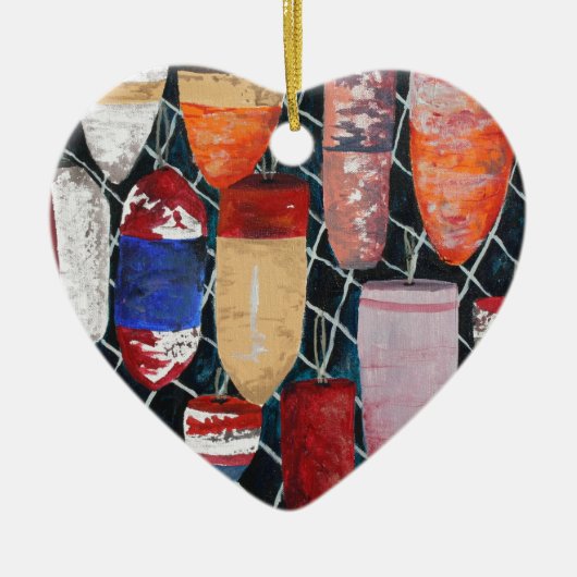 ヴィンテージのカニの魚釣りのブイ セラミックオーナメント (正面)