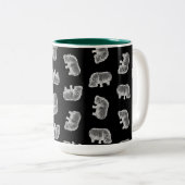 ヴィンテージのカバのプリントパターンカバの芸術の黒 ツートーンマグカップ (正面右)