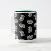 ヴィンテージのカバのプリントパターンカバの芸術の黒 ツートーンマグカップ (正面左)