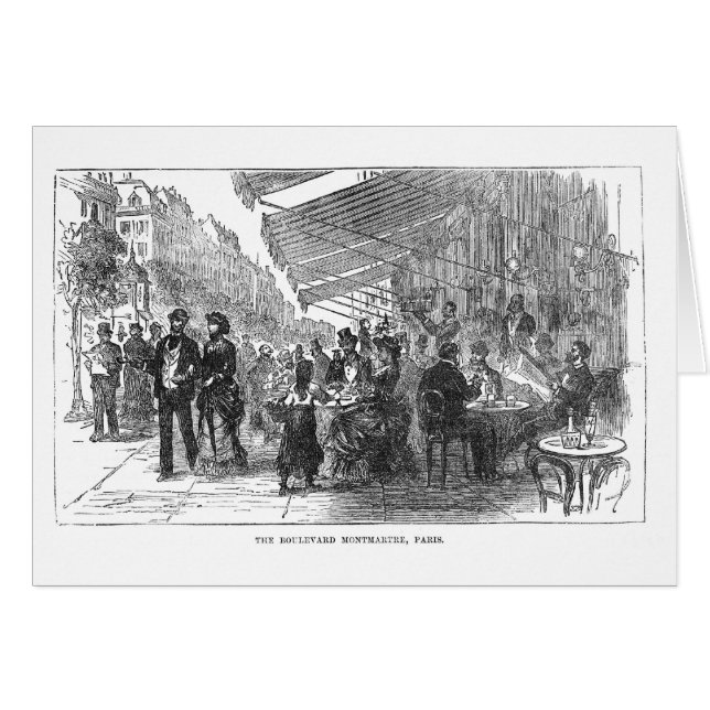 ヴィンテージのカフェ通りのMontmartreパリカード (正面横)