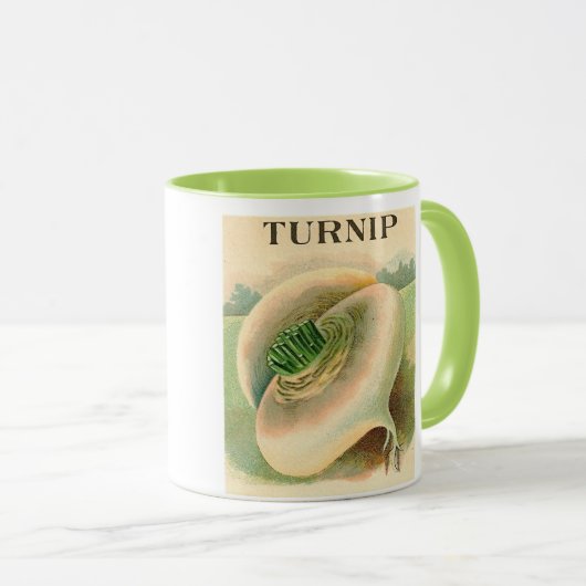 ヴィンテージのカブの種の包みのマグ マグカップ (正面右)