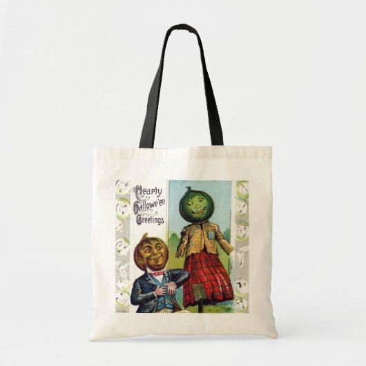 ヴィンテージのカボチャハロウィンのトリック・オア・トリートのバッグ トートバッグ (正面)