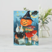 ヴィンテージのカボチャハロウィンの招待状 招待状 (スタンド正面)