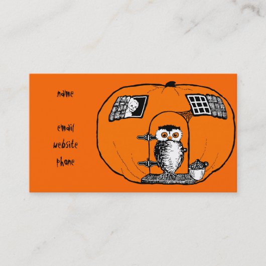 ヴィンテージのカボチャ家のフクロウ 名刺 (正面)