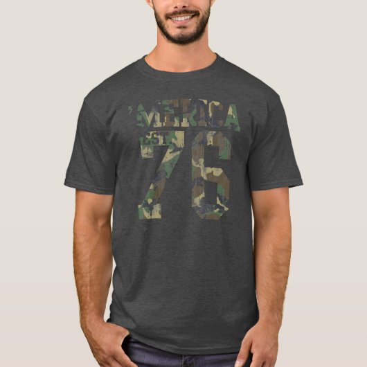 ヴィンテージのカムフラージュ「Merica米国東部標準時刻。 1776年 Tシャツ (正面)