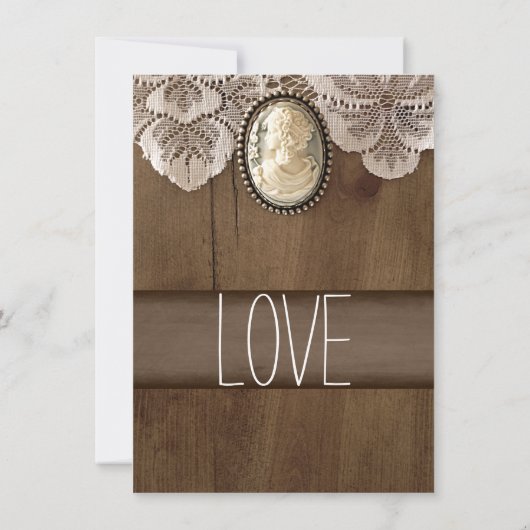 ヴィンテージのカメオのブローチのレース木結婚式招待状 招待状 (裏面)