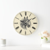 ヴィンテージのカメオの背パターン(の模様が)ある景 ラージ壁時計 (ホーム)