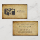 ヴィンテージのカメラのグランジな写真撮影の名刺 名刺 (正面/裏面)