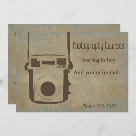 ヴィンテージのカメラの写真撮影によっては招待状カードが流れます 招待状 (正面/裏面)