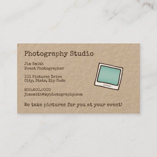ヴィンテージのカメラの写真撮影の名刺 名刺 (裏面)