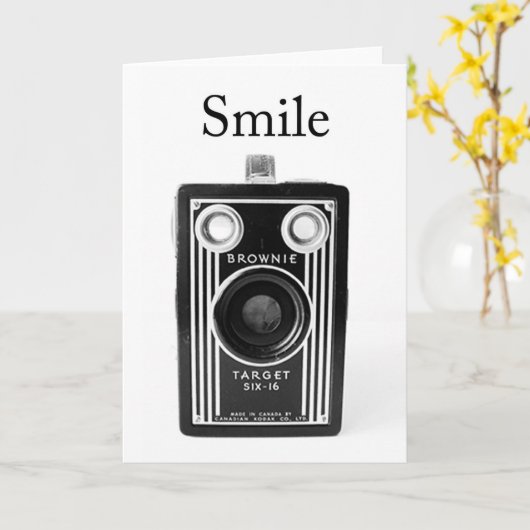 ヴィンテージのカメラの挨拶状 カード (黄色い花)