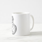 ヴィンテージのカメラの白黒コーヒーカップ コーヒーマグカップ (正面右)