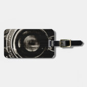 ヴィンテージのカメラレンズ ラゲッジタグ (正面横)