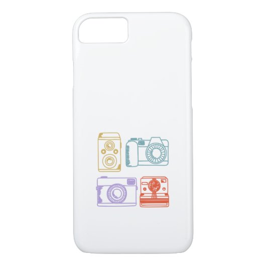 ヴィンテージのカメラ手描きのレトロ色のパステル Case-Mate iPhoneケース (裏面)