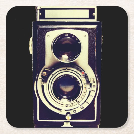 ヴィンテージのカメラ スクエアペーパーコースター (正面)