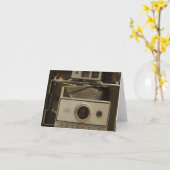 ヴィンテージのカメラ-メッセージカード カード (黄色い花)