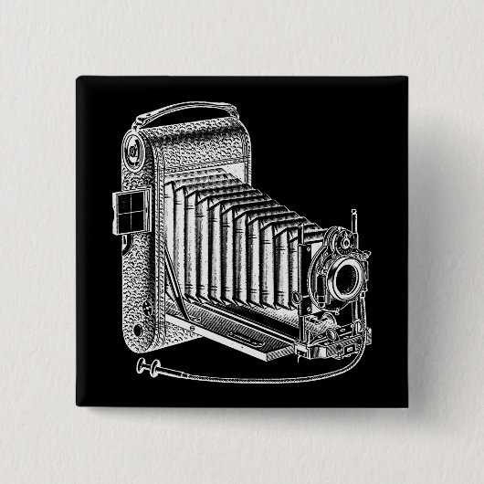ヴィンテージのカメラ-旧式なカメラの写真撮影のレトロ 缶バッジ (正面)